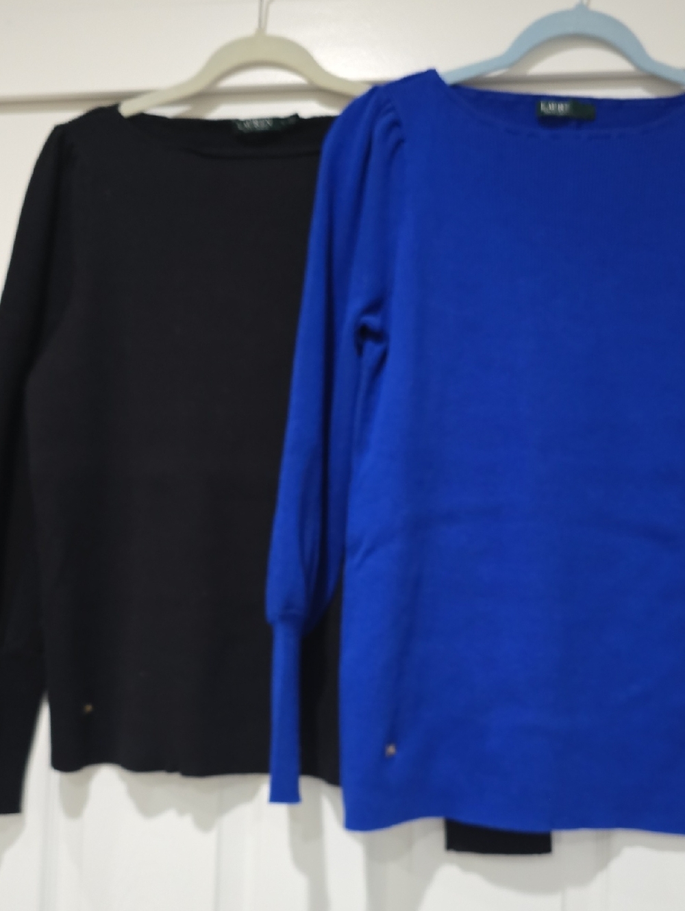 Lauren Ralph Lauren Black & Cobalt Blue Scoop Neck Sweaters